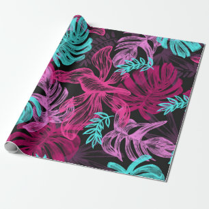 Papel De Presente Folhagem Folhas Tropicais Monstera