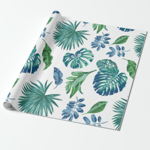 Papel De Presente Folhagem Folhas Tropicais Monstera Aquarela