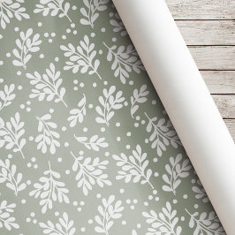 Papel De Presente Folhagem Moderna de Natal Presente de Férias Verde