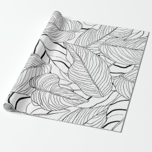 Papel De Presente Folhagem sem costura, folhas longas, tinta de arte
