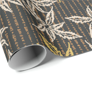 Papel De Presente Folhas botânicas Complexo maximalista preto