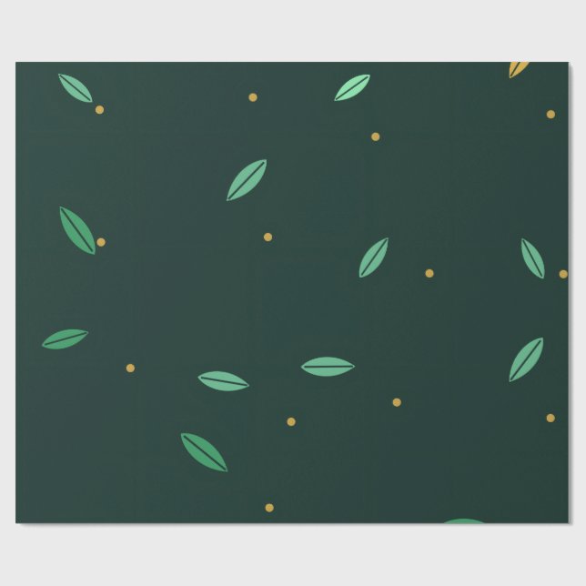 Papel De Presente Folhas Botânicas Padrão Sem Costura Verde Escuro (Aberto)