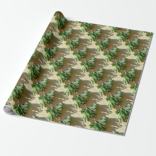 Papel De Presente Folhas botânicas verdes elegantes Ervas frescas co