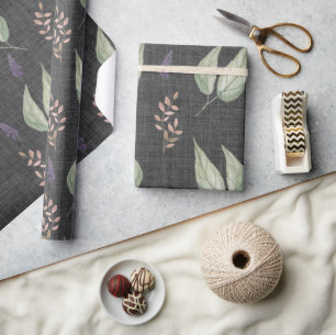 Papel De Presente Folhas brancas e modernas e Lavandas