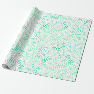 Papel De Presente Folhas brancas e verdes tropicais