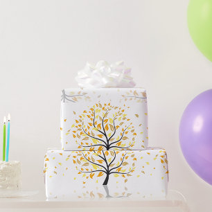 Papel De Presente Folhas Caindo De Uma Árvore