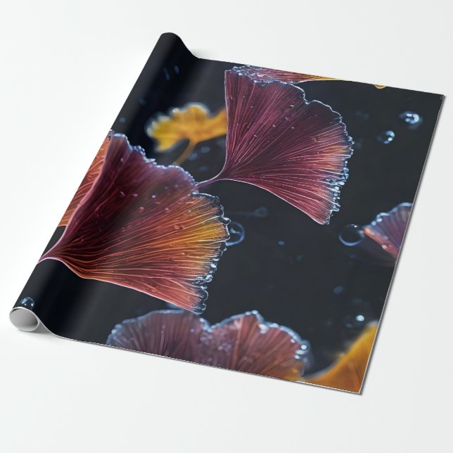 Papel De Presente Folhas Coloridas de Ginkgo Luminograma (Desenrolado)