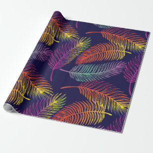 Papel De Presente Folhas Coloridas de Palmeira Árvore Tropical Vibra