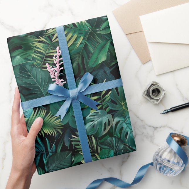 Papel De Presente Folhas da Floresta Tropical (Presentear)