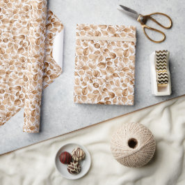 Papel De Presente Folhas de Água Marrom e Taupe Terroso