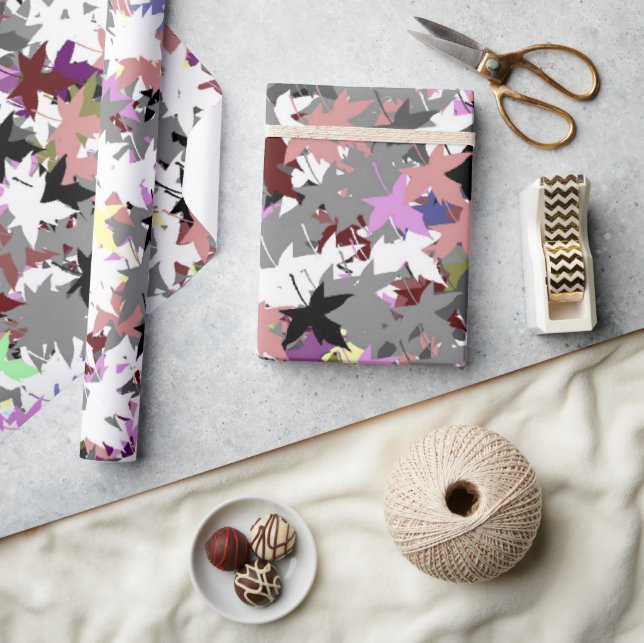 PAPEL DE PRESENTE FOLHAS DE ÁRVORE (Artesanato)