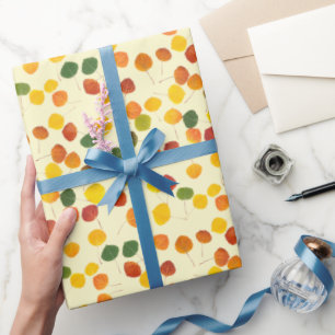Papel De Presente Folhas De Aspen Caindo Sobre O Amarelo Pastel Toda