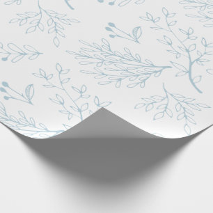 Papel De Presente Folhas de Azul Botânico Modernas Minimalistas