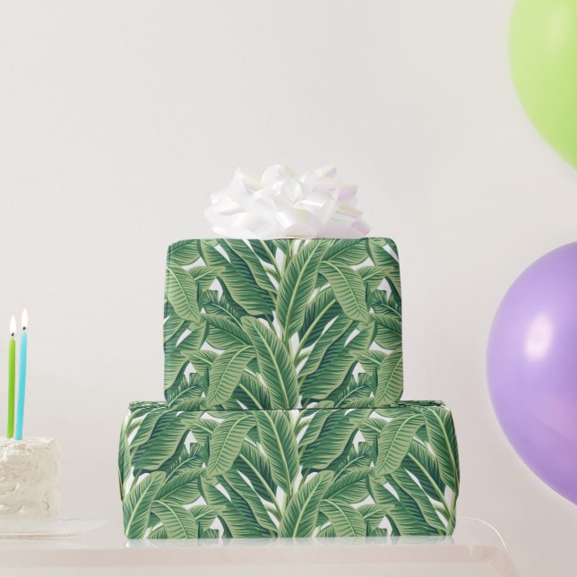 Papel De Presente Folhas de Banana Tropical Verde (Presentes para festas)
