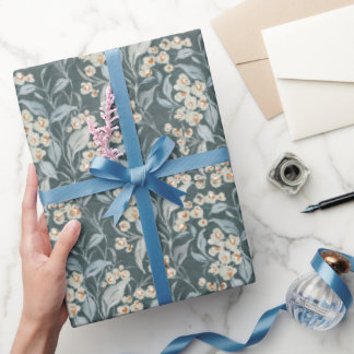 Papel De Presente Folhas de Eucalipto Botânico Cinza Ardósia Aquarel