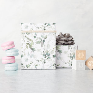 Papel De Presente Folhas de Eucalipto para Chá de Bebê ou Noiva