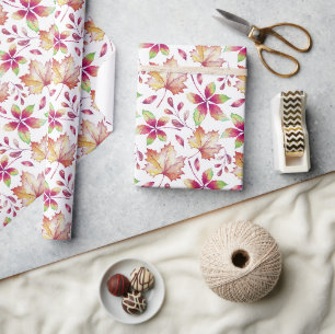 Papel De Presente Folhas de Florestas de Aquarela