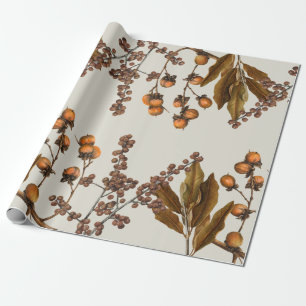 Papel De Presente Folhas de Folhagem de Cores de Água de outono