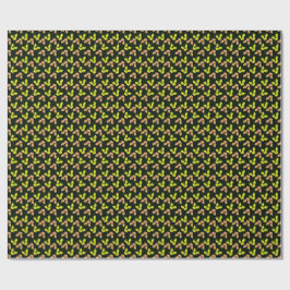 Papel De Presente Folhas de Ginko Pastel-Neon em Fundo Preto