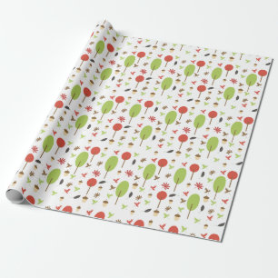Papel De Presente Folhas de Outono Árvores de Bolota