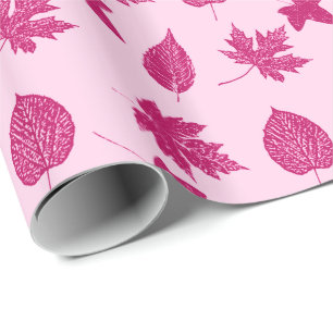 Papel De Presente Folhas de outono - burgundy e rosa concha
