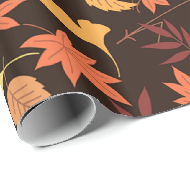 Papel De Presente Folhas de Outono Caindo (Ponta do rolo)
