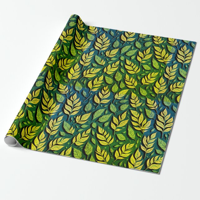 Papel De Presente Folhas de Outono Castanhas Elegantes Modernas (Desenrolado)