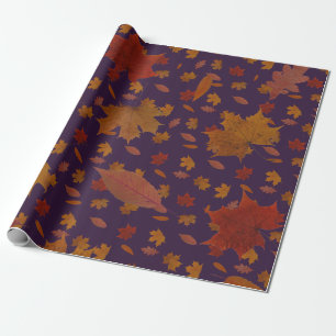 Papel De Presente Folhas de outono douradas na cor feita sob