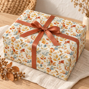 Papel De Presente Folhas de Outono em Aquarela Suave