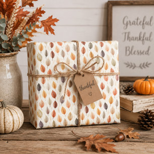 Papel de Presente Folhas de Outono em Marrom Ferru