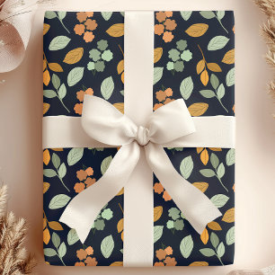 Papel De Presente Folhas de Outono Florais Vibrantes