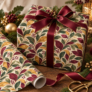 Papel De Presente Folhas de Outono Jeweltones