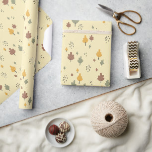 Papel De Presente Folhas de Outono Minimalistas