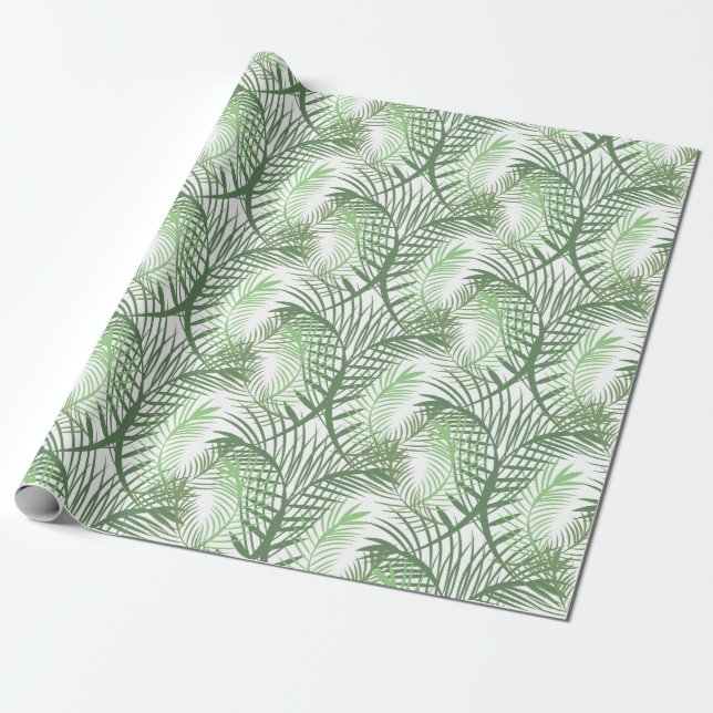 Papel De Presente Folhas de Palma Tropicais (Desenrolado)