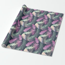 Papel De Presente Folhas de Palmeira Coloridas Tropicais