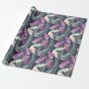 Papel De Presente Folhas de Palmeira Coloridas Tropicais