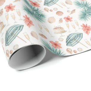 Papel De Presente Folhas de palmeira de aniversário tropical & taças