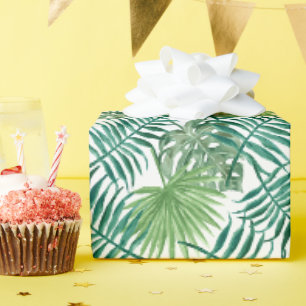 Papel De Presente Folhas de Palmeira e Monstera Tropicais