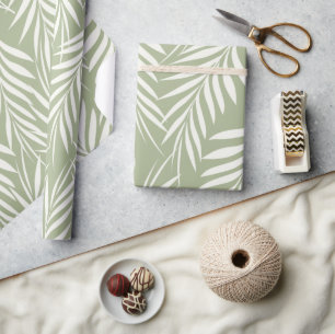 Papel De Presente Folhas de Palmeira Elegantes Padrão Verde Oliva