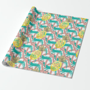 Papel De Presente Folhas de Palmeira Multicoloridas Tropicais Abacax