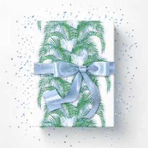 Papel De Presente Folhas de Palmeira Pluma em Azul e Verde