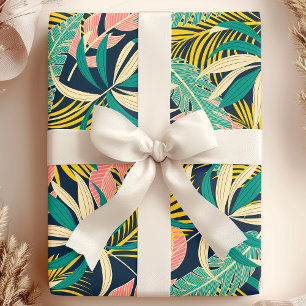 Papel De Presente Folhas de Verão Tropicais Botânicas