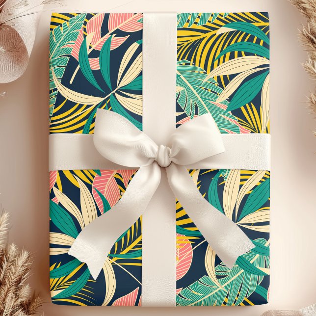Papel De Presente Folhas de Verão Tropicais Botânicas (Criador carregado)