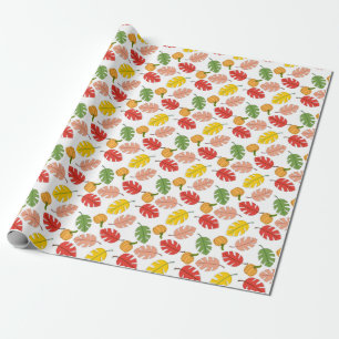 Papel De Presente Folhas e Abóboras
