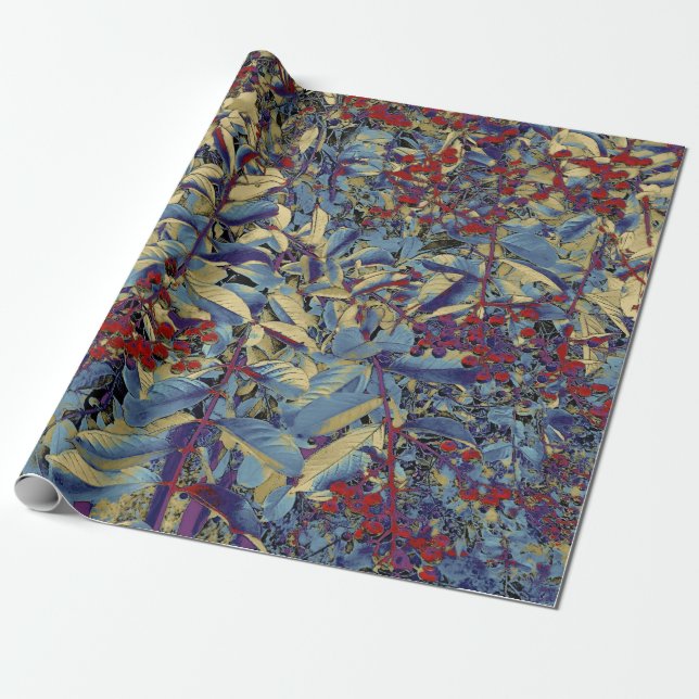 Papel De Presente Folhas e Bagas (Desenrolado)