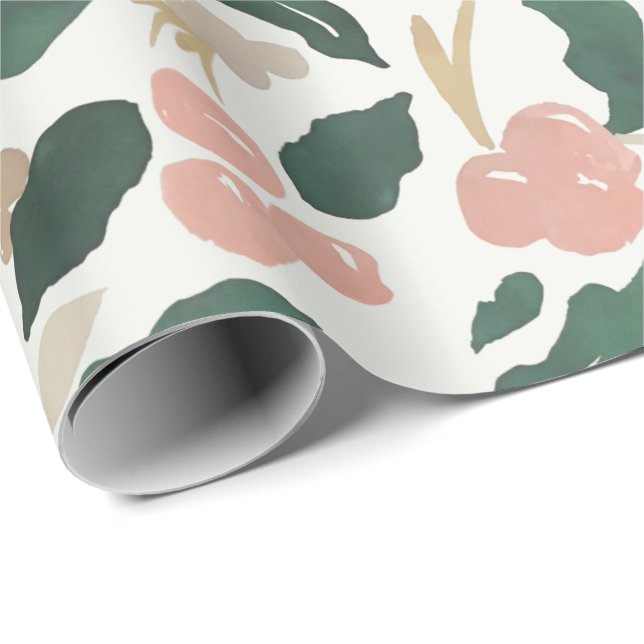 Papel De Presente Folhas e bagas de cor aquosa moderna (Ponta do rolo)