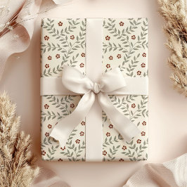 Papel De Presente Folhas e flores festivas