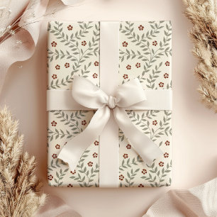 Papel De Presente Folhas e flores festivas