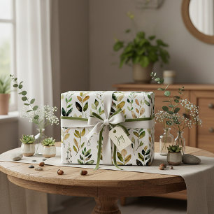 Papel De Presente Folhas em tons terrosos pastéis