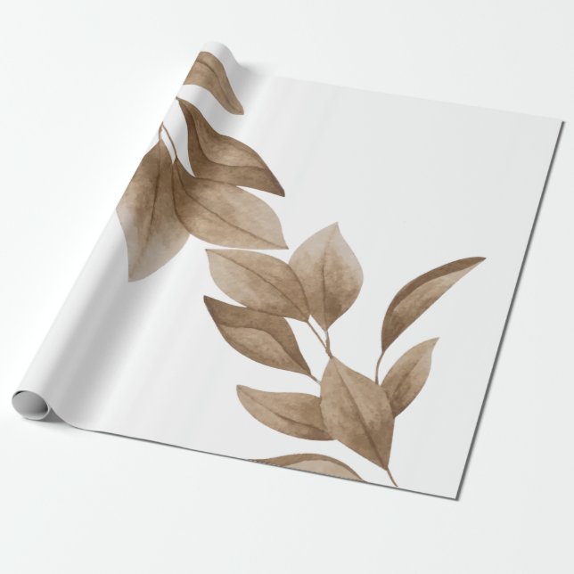 Papel De Presente Folhas Estéticas Secas (Desenrolado)